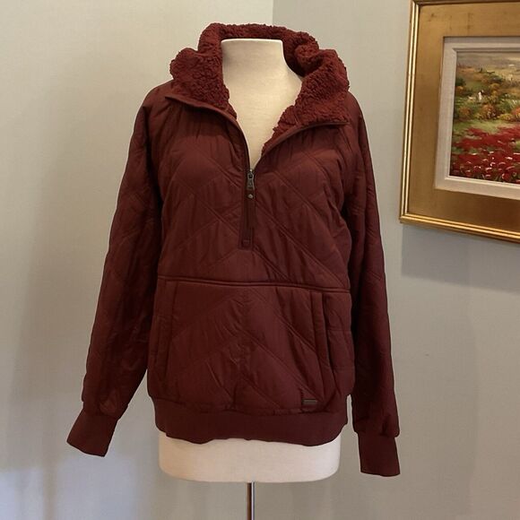 Prana Esla Half Zip Insulated Pullover Maroon Women’s Large NWT $180 - Picture 3 of 9